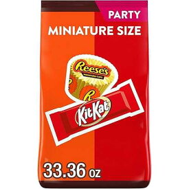 キットカットとリースのミルクチョコレートフレーバーミニチュア アソート、33.36オンス HERSHEY'S KIT KAT and REESE'S Assorted Milk Chocolate Flavored Candy Party Pack, 33.36 oz