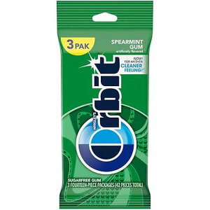 ORBIT Spearmint Sugar Free Chewing Gum Travel Essentials, 3 Ct Pack
