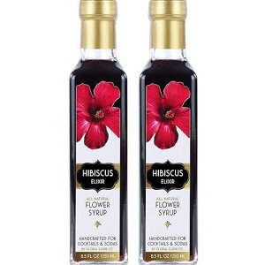 �J�N�e���ƃ\�[�_�p�̓V�R�n�C�r�X�J�X�t�����[�V���b�v 2 �p�b�N Floral Elixir Co. - All Natural Syrups for Cocktails & Sodas (2 x 8.5 oz) (Hibiscus)