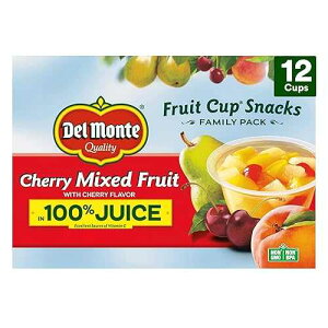 DEL MONTE Cherry Flavored Mixed Fruit FRUIT CUP Snacks in 100% Juice, 12 Pack, 4 oz.