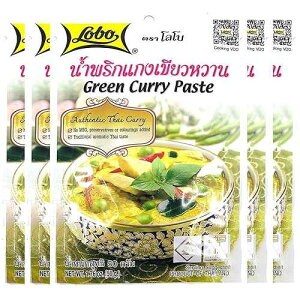 Lobo Thai Green Curry Paste - No MSG, No Preservatives, No Artificial Colors (Pack of 5)