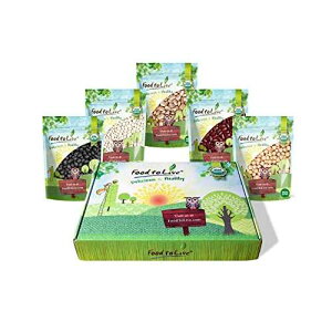 Food to Live Organic Beans in a Gift Box ? A Variety Pack of Pinto Beans, Dark Red Kidney Beans, Black Beans, Navy Beans, Garbanzo Beans