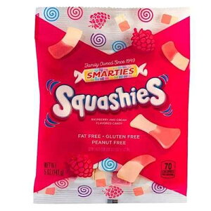 Smarties Squashies �t�H�[���O�~�f�r���[�A5 �I���X�y�O�o�b�O Smarties Squashies Foam Gummy Candies - Raspberry & Cream Flavored - Allergen Free, Peanut Free & Gluten Free Candy - Soft & Chewy Squashies Candies for Parties