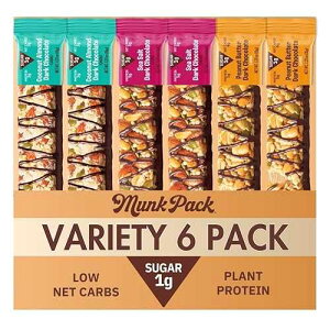Munk Pack Nut & Seed Bars, Variety Pack, Prebiotic & Probiotic GLP-1 Snack, Gut Friendly 5g Fiber, Gluten Free, Keto, Plant Based Protein, No Sugar Alcohols, 3g Net Carb, 6 Count