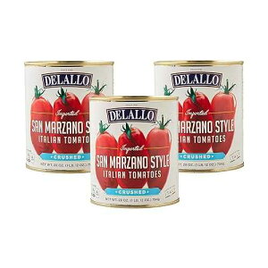 �f���[�� �T�� �}���c�@�[�m �X�^�C�� �N���b�V���g�}�g�A28�I���X�ʁA3�p�b�N DeLallo Imported San Marzano Style Crushed Tomatoes, 28 Ounce Can, 3 Pack, Product of Italy, Non-GMO