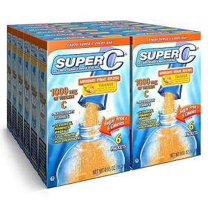Super C Vitamin & Mineral Drink Mix, Orange, 6 CT Singles To Go, Pack Of 12 (72 Total Packets)