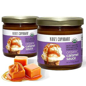 King's Cupboard Organic Caramel Sauce - The Perfect Sauce for Ice Cream, Fruit Dip, Topping Desserts, Caramel Drizzle for Coffee - Gluten-Free, Kosher, Organic, All Natural, 7.7 oz - Pack 2