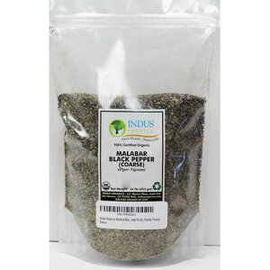 Indus Organics �}���o���u���b�N�y�b�p�[�e���A1�|���h�o�b�O�A�v���~�A���O���[�h�A�����x�A�t���b�V���p�b�N Indus Organics Malabar Black Pepper Coarse, 1 Lb Bag, Premium Grade, High Purity, Freshly Packed