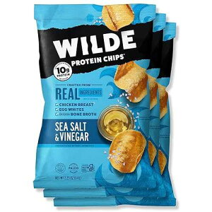 Wilde Chips WILDE Sea Salt and Vinegar Protein Chips, Thin and Crispy, High Protein, Keto Friendly, Made with Real Ingredients, 2.25oz Bags (Pack of 3)�c