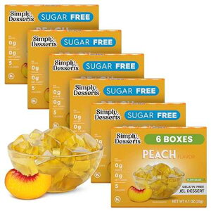 Simply Delish Simply Desserts Sugar-Free Peach Jel, 6-Pack ? Vegan Dessert, Keto Snacks, Diabetic Friendly & Kosher, 1.7 Oz Ea