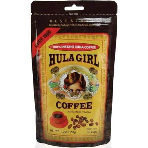 KONA COFFEE 100% - Premium Freeze Dried Instant - Low Acid - Medium Roast Arabica, 1.5oz (1 Pack / 25 Servings) KONA COFFEE 100% - Low Acid Coffee - Servings) Hula Girl the Store