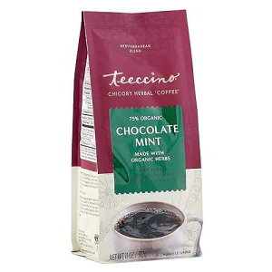 Teeccino Chocolate Mint Chicory Coffee Alternative -11 Ounce - Ground Herbal Coffee That's Prebiotic, Caffeine Free & Acid Free, Light Roast