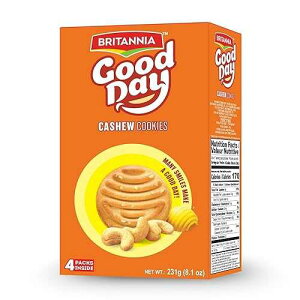 Britannia Good Day Cashew Cookies Family Pack 8.15oz (231g) - Breakfast & Tea Time Snacks - Delicious Grocery Cookies (Pack of 1)