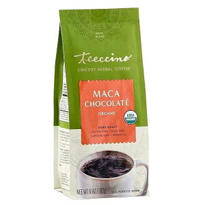 Teeccino Maca Chocolate Chicory Coffee Alternative - Ground Herbal Coffee That's Prebiotic, Caffeine Free & Acid Free, Dark Roast, 11 Ounce