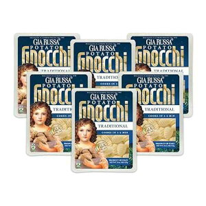 Gia Russa Gnocchi with Potato - Potato Gnocchi, Traditional Italian Potato Gnocchi, Vegan Pasta, Kosher Friendly, Product of Italy, Italian Food, Potato Dumplings - 16 Oz (6-Pack)