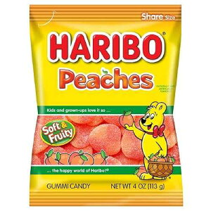 �n���{�[ �O�~ �L�����f�B�A���A4 �I���X �o�b�O(12����) Haribo Gummi Candy, Peaches, 4 oz. Bag (Pack of 12)