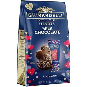 GHIRARDELLI Milk Chocolate Hearts, 5.9 oz Bag Premium Individually Wrapped Valentine�fs Day Chocolate Candy Hearts