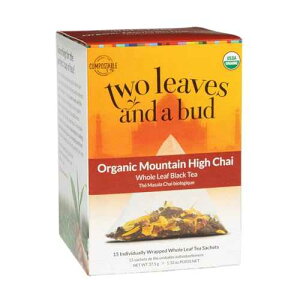 ? ??? & ? ?? ??? ?? ?, 15?? Two Leaves and a Bud Organic Mountain High Chai Tea Bags, Whole Leaf Black Tea and Spices in Compostable Sachets,15 Count (Pack of 1)