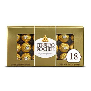 Ferrero Rocher, �v���~�A���O�����~���N�`���R���[�g�w�[�[���i�b�c�A�M�t�g�p�ʕ�L�����f�B�[�A7.9�I���X�A18�� Ferrero Rocher, Premium Gourmet Milk Chocolate Hazelnut, Individually Wrapped Candy for Gifting, 7.