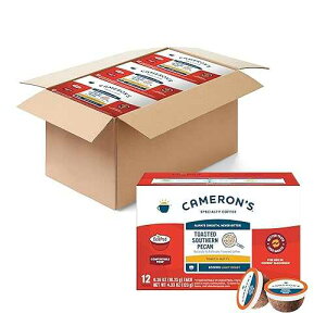 Cameron's Coffee �V���O���T�[�u�|�b�h�A�t���[�o�[�t���A�g�[�X�g�T�U���s�[�J���A12 �� (6 �p�b�N) Cameron's Coffee Single Serve Pods, Flavored, Toasted Southern Pecan, 12 Count (Pack of 6)
