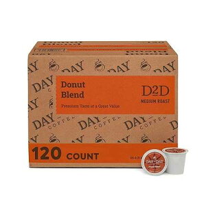 Day To Day Coffee Donut Blend Medium Roast Coffee Pods, 120 Count, Compatible with Keurig K-Cup Brewers, Perfect Wake-Up Coffee