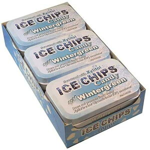 ICE CHIPS Xylitol Candy Tins 10.56 oz total (Wintergreen, 6 Pack) - Includes BAND as shown