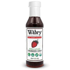 Wabry Wabry Organic Strawberry Syrup No Added Sugar ? 13.8oz (390g), Sweetened with Stevia & Erythritol, Natural Fruit Syrups for Drinks, Pancakes, Shaved Ice, Ice cream, Non-GMO, Dye-Free Snow Cone Syrup