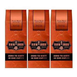 Extra Strong Ground Gourmet High Caffeine Coffee Power Band High Grade Rich Bold Sumatra Gayo Mountain Arabica Blend Small Batch 12oz Bag by Raw Iron Coffee Company (Power Band 36oz Ground)