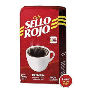 Sello Rojo, Tradicional Medium Roast Ground Coffee Bag, 16 oz, Pack of 4