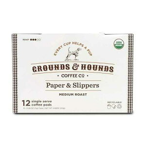 GROUNDS AND HOUNDS COFFEE CO. Grounds & Hounds Single Serve Organic Coffee Pods - K Cup Coffee Pods Medium Roast Coffee K Cups, Recyclable Coffee Pods, Paper & Slippers Blend, 12 Count
