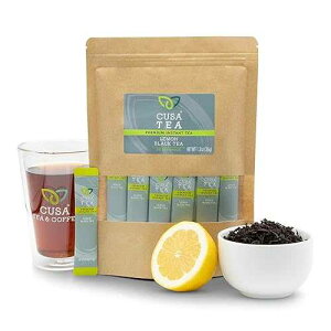 Cusa Tea & Coffee | Premium Instant Lemon Black Tea With Real Fruit & Spices | Organic Leaves Drink Mix Packets | Hot or Iced Tea (30 Single Servings)