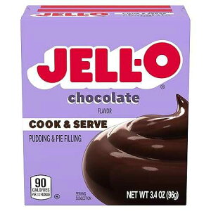 Jell-O Cook & Serve Pudding & Pie Filling Mix, Chocolate Fudge Flavor, Classic Stovetop Dessert for Baking, Pies & Custards, 3.4 oz (Pack of 24)