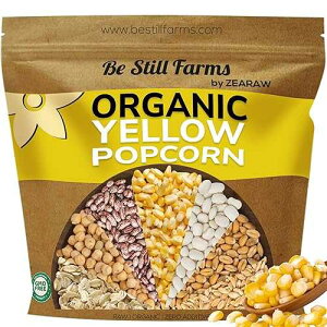 Be Still Farms Yellow Organic Popcorn Kernels (4.8lb) - Uncooked Corn Bulk Great for Movie Night - Healthy Microwave Snacks Ideal for Popping - USA Grown | USDA Certified | Vegan | Non-GMO