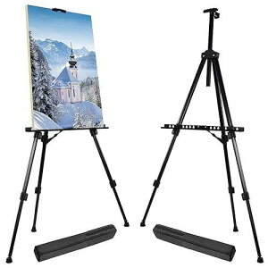 T-SIGN Portable Artist Easel Stand for Painting - Adjustable Height Painting Easel with Bag - Tabletop Art Easel for Painting Canvas Stand, Poster Stand & Wedding Signs Stand - Metal Tripod- 66 inches 2 Pack