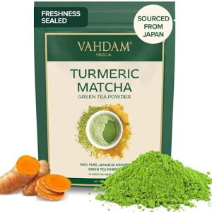 VAHDAM,Turmeric Matcha Green Tea Powder (25 Cups/1.76oz) With Curcumin - Pure Japanese Matcha Powder With Indian Turmeric Powder | Delicious Matcha Latte