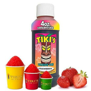 Tiki's Shave Ice Syrup Concentrate for Snow Cones & Shaved Ice - Natural Syrup for Beverages & Desserts - Ideal for Snow Cone, Slushie Machines - STRAWBERRY 4 Fl Oz (Pack of 1)