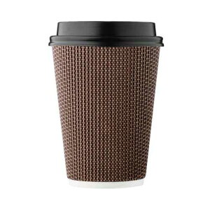 Harvest Pack GOURMET SHOWCASE [100 COUNT HAKOWARE 12 oz Disposable Coffee Cups, Insulated Ripple Double-Walled Paper Cup with Lid, Brown Geometric, Tea Hot Chocolate Drinks To go
