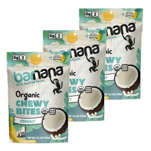 Barnana - Organic Chewy Coconut Banana Bites, Healthy Dehydrated Treat, Chewy Coconut Banana Snack, Made With Real Fruit, Potassium, Kosher, USDA Organic, Paleo, Gluten-Free, Vegan (3.5 oz, 3-Pack)