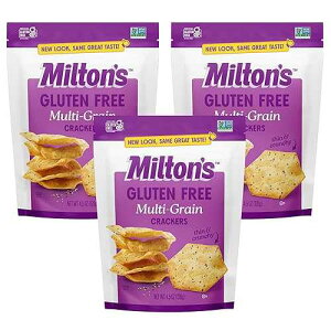 Milton's CRAFT BAKERS Milton's Gluten Free Crackers, Multi-Grain - Non-GMO Project Verified, Kosher, Certified Gluten Free Snack, 7 Grains In Every Bite - 4.5 Oz, Pack of 3