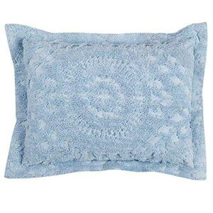 Better Trends Rio Collection is Super Soft and Light Weight in Floral Design 100 Percent Cotton Tufted Unique Luxurious Machine Washable Tumble Dry, Standard Sham, Blue