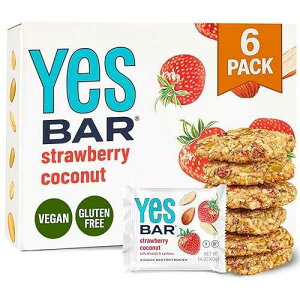 The YES Bar ? Strawberry Coconut ? Plant Based Protein, Decadent Snack Bar ? Vegan, Paleo, Gluten Free, Dairy Free, Low Sugar, Healthy Snack, Breakfast, Low Carb, Keto Friendly (Pack of 6)