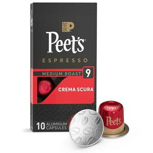 Peet's Coffee, Medium Roast Espresso Capsules, Compatible with Nespresso Original Machine, 100% Arabica Coffee - Crema Scura Intensity 9, 10 Count (1 Box of 10 Espresso Capsules)