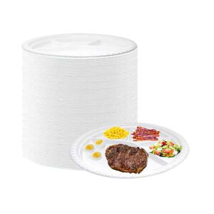 Namaste Party Plates Disposable Namaste 25 Party Dinner Plates,12.5 inch Platter Size, Eco-friendly Compostable Microwave Safe Biodegradable, Heavy Duty
