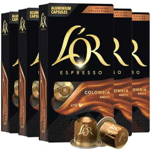 L'OR Espresso Capsules, 50 Count Colombia, Single-Serve Aluminum Coffee Capsules Compatible with the L'OR BARISTA System & *Nespresso Original Machines