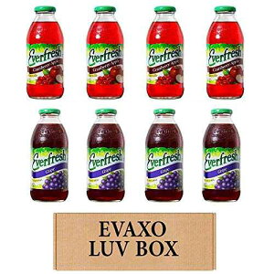 LUV BOX- variety Everfresh Juice 16 oz. pack of 8, Everfresh Cranberry Apple, Everfresh 100% Juice- Grape. by evaxo
