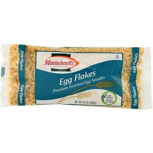 Manischewitz �G�b�O�t���[�N�A�v���~�A���G�����b�`�h�G�b�O�k�[�h���A12.0 �I���X (12 �p�b�N) �l�p���t�@�[�t�F�� Manischewitz Egg Flakes, Premium Enriched Egg Noodles, 12.0 OZ(Pack of 12) Square Shaped Farfel