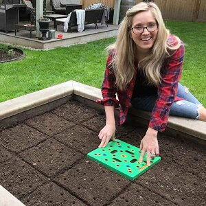 Seeding Square - Patented Seed and Seedling Spacer Tool for Bigger Harvests, Organized Plants & Fewer Weeds ? Color-Coded Gardening Template with Magnetic Dibber, Ruler & Planting Guide