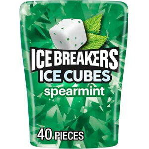 ICE BREAKERS Ice Cubes Spearmint Sugar Free Chewing Gum Bottle, 3.24 oz (40 Pieces)