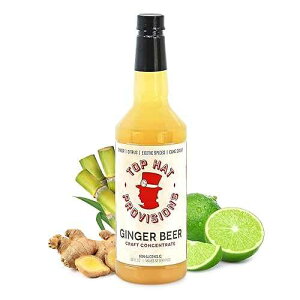 Top Hat Provisions Top Hat Original Ginger Beer Syrup - Spicy Ginger Syrup for Soda Makers - Makes 32 Craft Sodas, Cocktails, Mules or Mocktails - Compatible with SodaStream - 32oz bottle