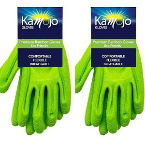 Kamojo Bamboo Gardening Gloves Women Men - Puncture Resistant Gloves 95% Rayon Derived from Bamboo & 5% Spandex - (2-Pairs, Medium)